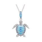 Sterling Silver Crystal Turtle Necklace