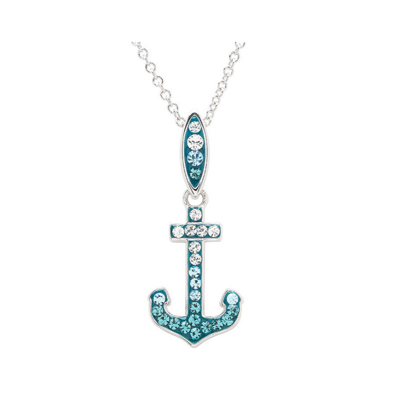 Sterling Silver Crystal Anchor Necklace