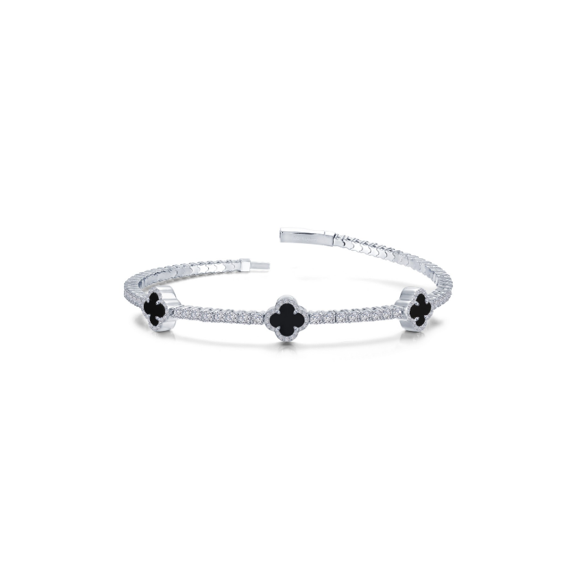 2.4 CTW Flexible Station Black Onyx Tennis Bracelet 6.80"