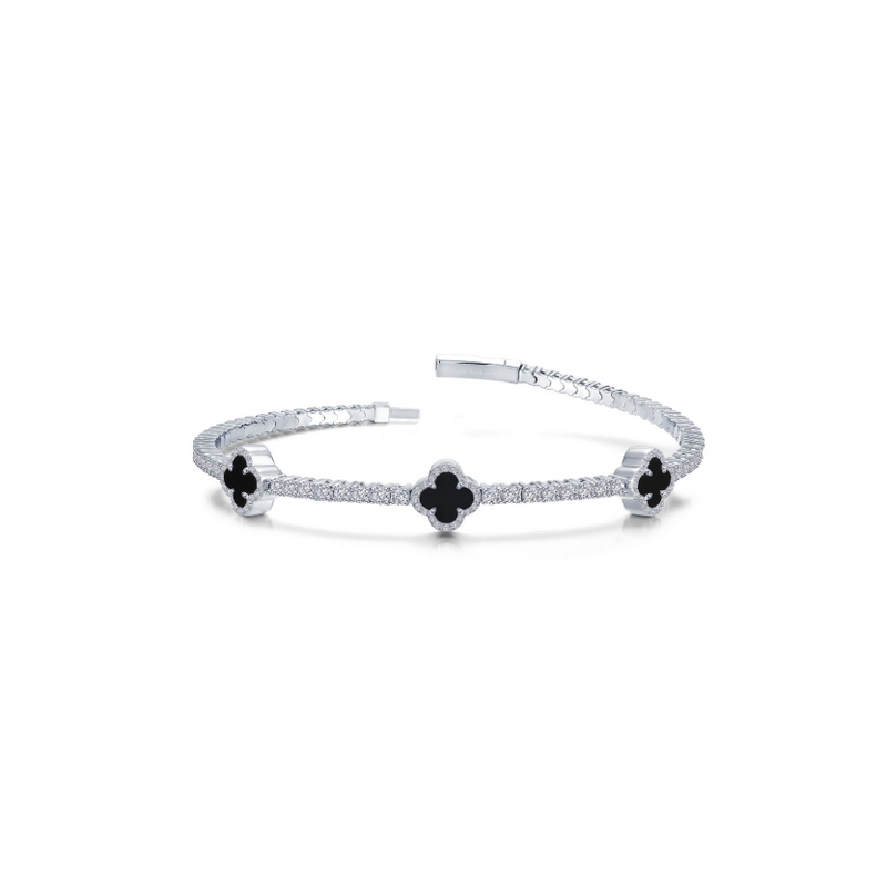 2.4 CTW Flexible Station Black Onyx Tennis Bracelet 6.80"