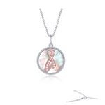 Mother of Pearl Pink Ribbon Necklace