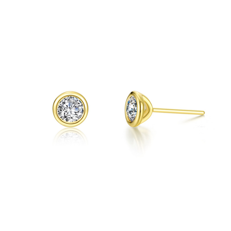 ER CL S.S. GP 2.0 CTW Solitaire Bezel Stud Earrings