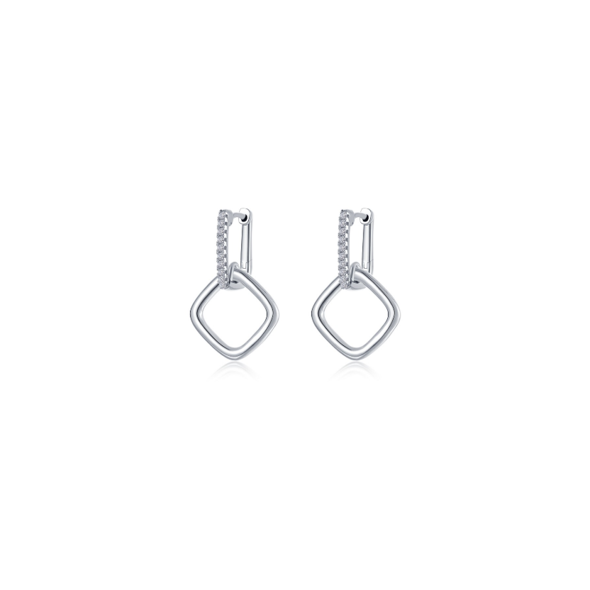 CL S.S. PT 0.20 CTW Geometric Link Earrings