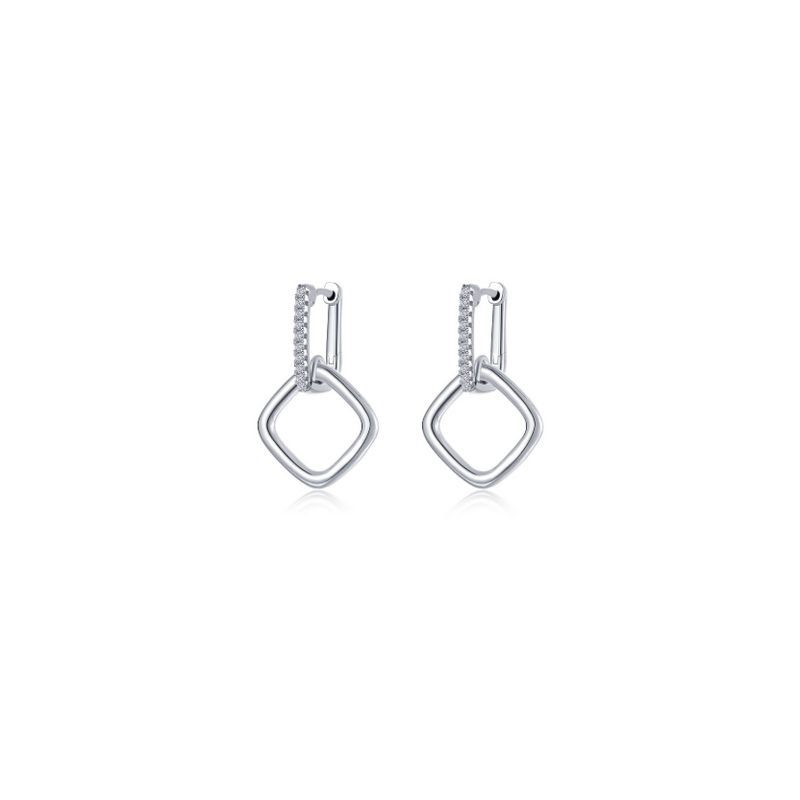 CL S.S. PT 0.20 CTW Geometric Link Earrings