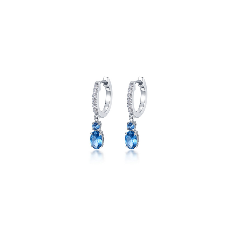 1.15 CTW Blue Topaz Huggie Hoop Earrings