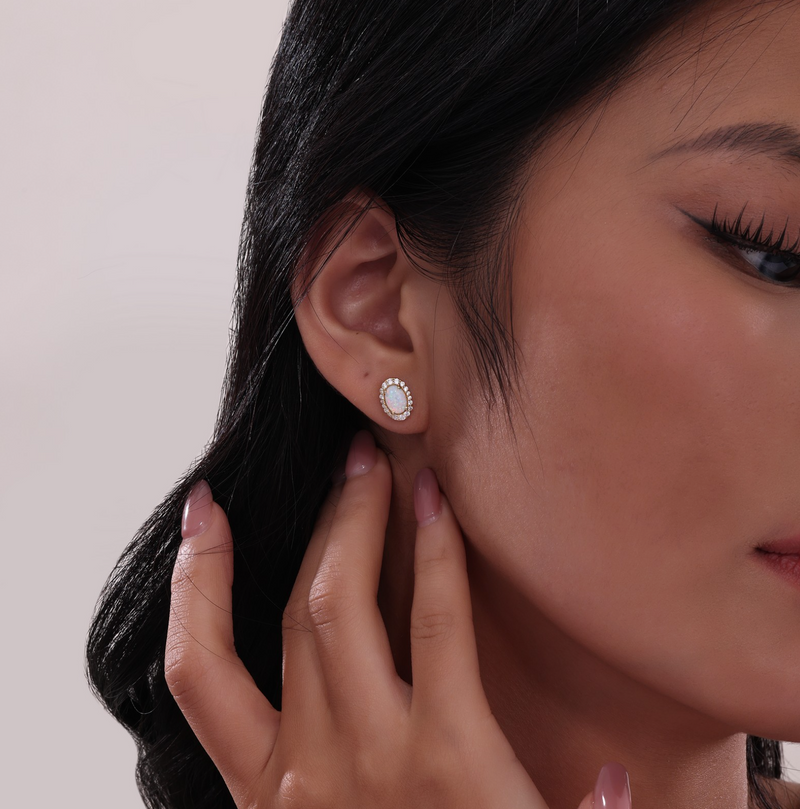 Vintage Inspired Oval Stud Earrings
