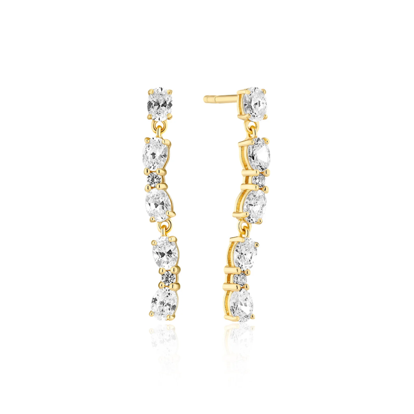 Gold CZ Ellera Ovale Sette Earrings