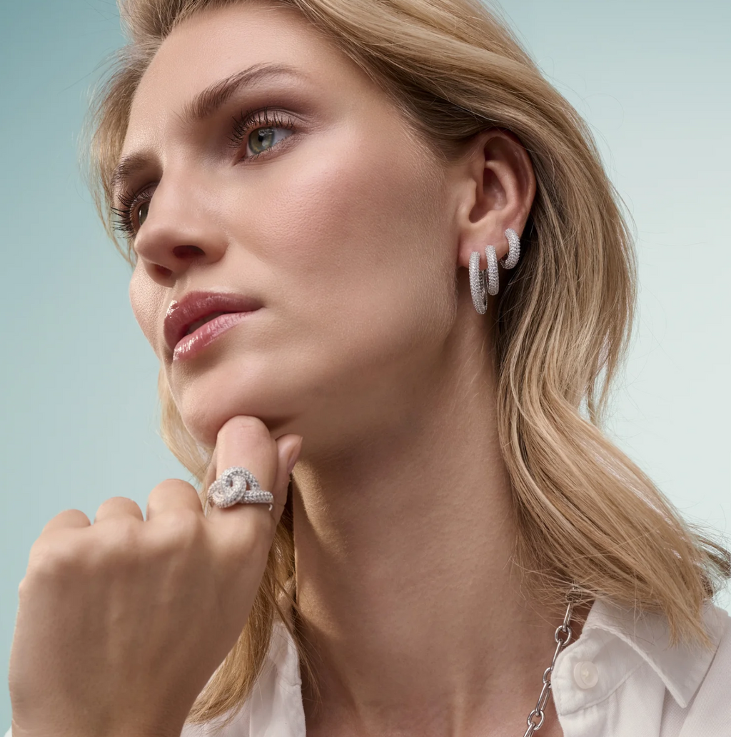 Silver CZ Carrara Piccolo Earrings