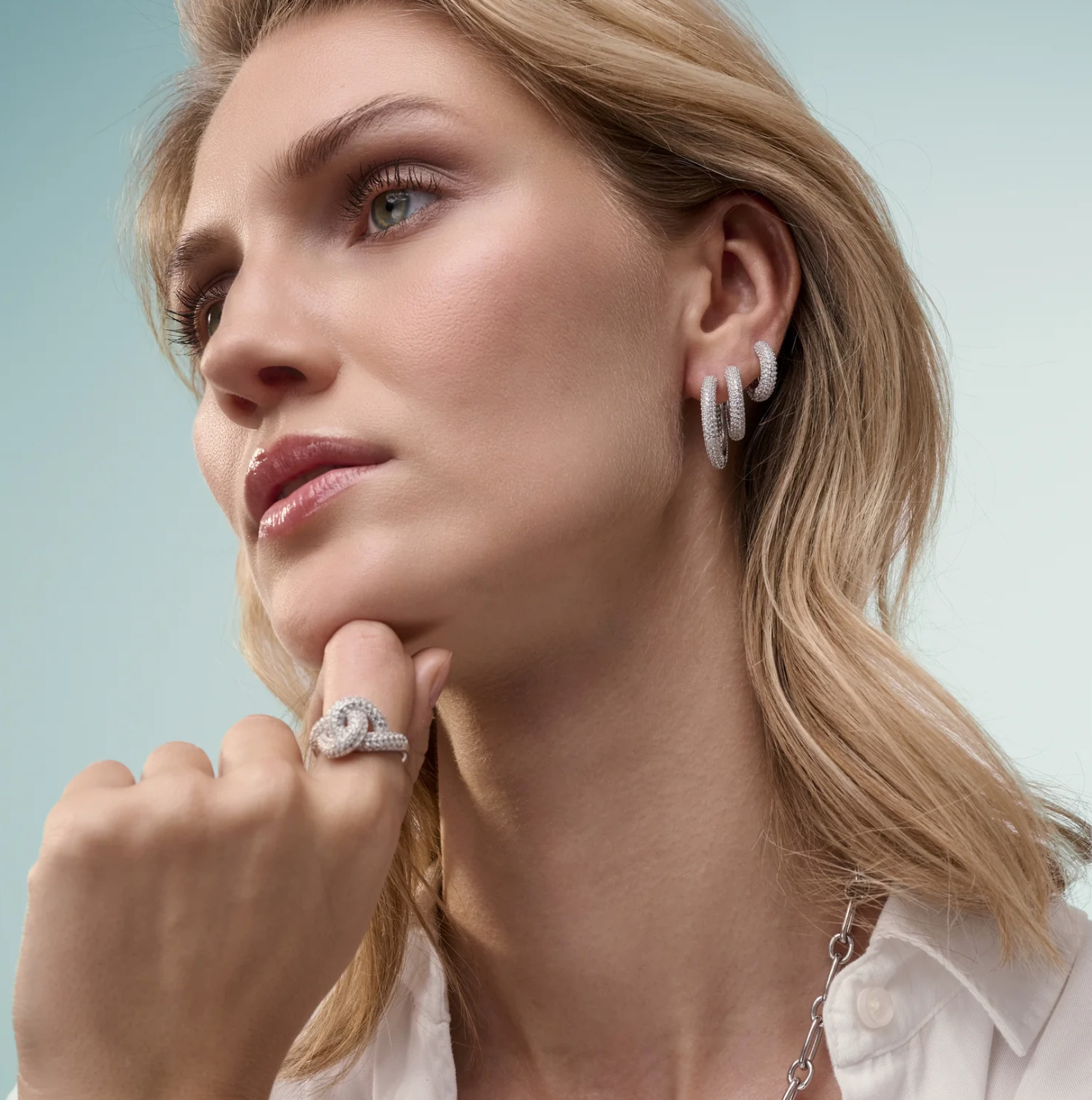 Silver CZ Carrara Piccolo Earrings