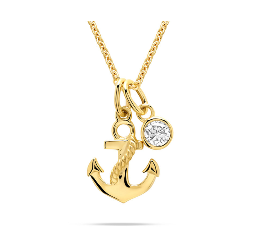 Deep Blue 14kt Gold Lab Diamond Anchor Necklace