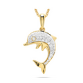 Deep Blue 14kt Gold Lab Diamond Dolphin Necklace