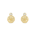 Deep Blue 14kt Gold Lab Diamond Sand Dollar Earrings