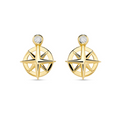 Deep Blue 14kt Gold Lab Diamond Ships Wheel Earrings