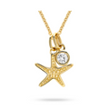 Deep Blue 14kt Gold Lab Diamond Starfish Necklace