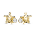 Deep Blue 14kt Gold Lab Diamond Turtle Earrings
