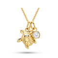 Deep Blue 14kt Gold Lab Diamond Turtle Necklace