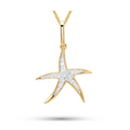 Deep Blue 14kt Gold Lab Diamond Star Fish Necklace