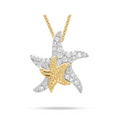 Deep Blue 14kt Gold Lab Diamond Star Fish Necklace