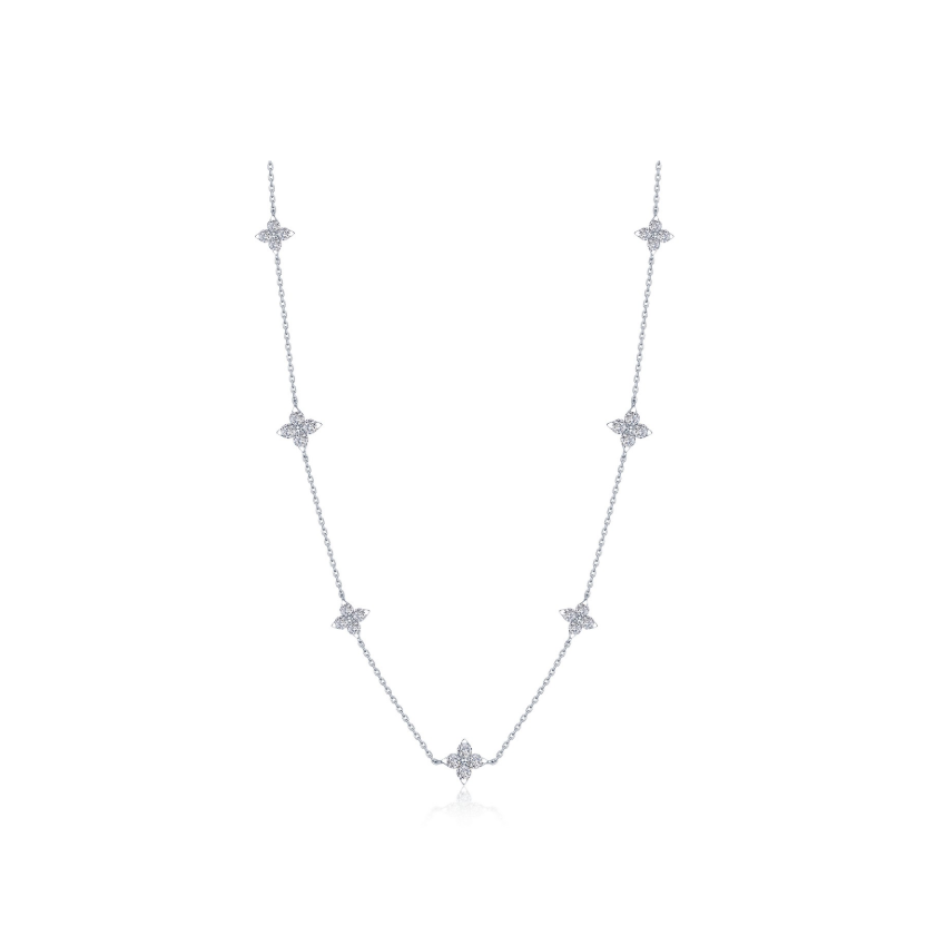 Silver Trillium Station Necklace