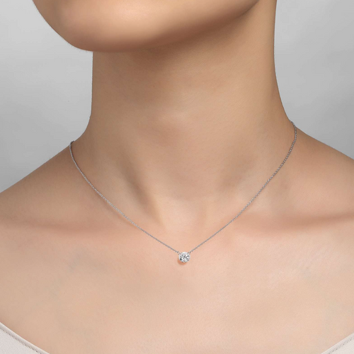 1 CT Silver Frameless Solitaire Necklace