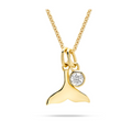Deep Blue 14kt Gold Lab Diamond Whale Tail Necklace