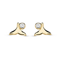 Deep Blue 14kt Gold Lab Diamond Whale Tail Earrings