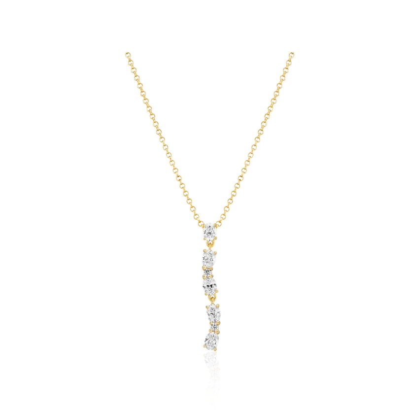 Gold CZ Ellera Ovale Lungo Necklace