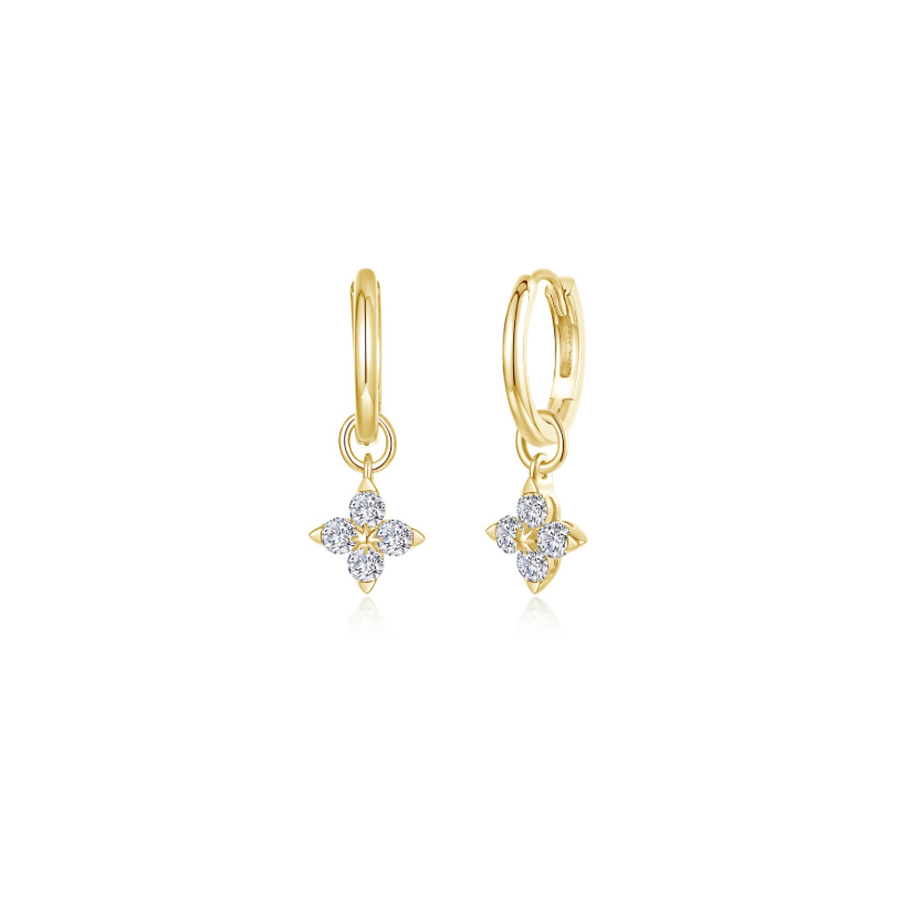 Gold Trillium Dangle Earrings