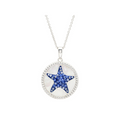 Ocean Sterling Silver Sapphire Crystal MOP Star fish Necklace