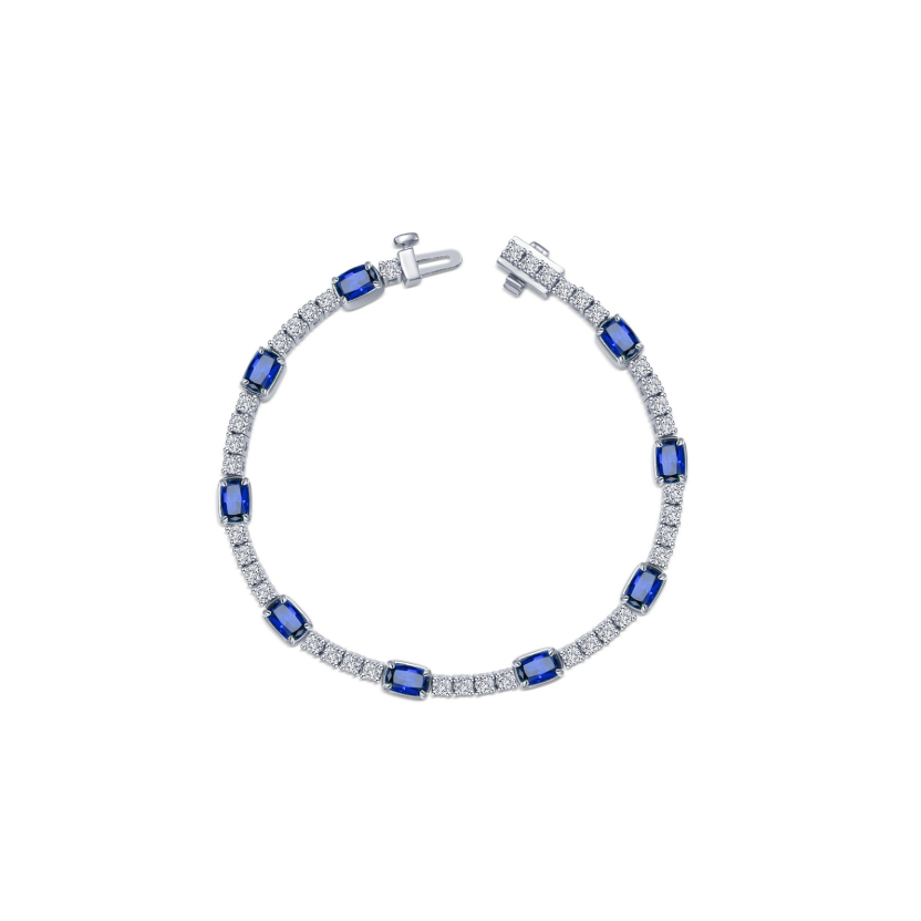 Regal Cushion-Cut Sapphire Bracelet