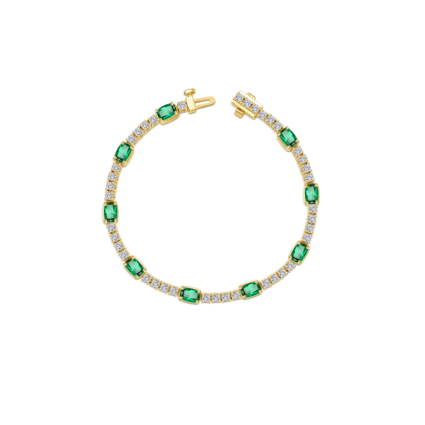 Regal Cushion-Cut Emerald Bracelet