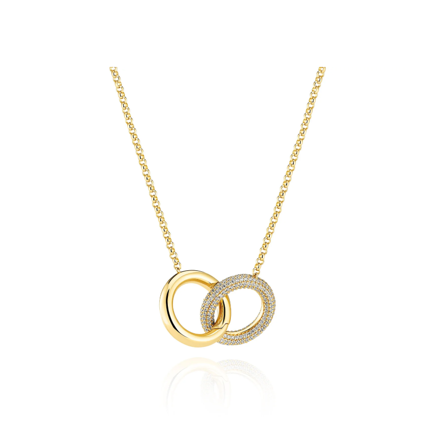 Gold CZ Carrara Due Grande Necklace