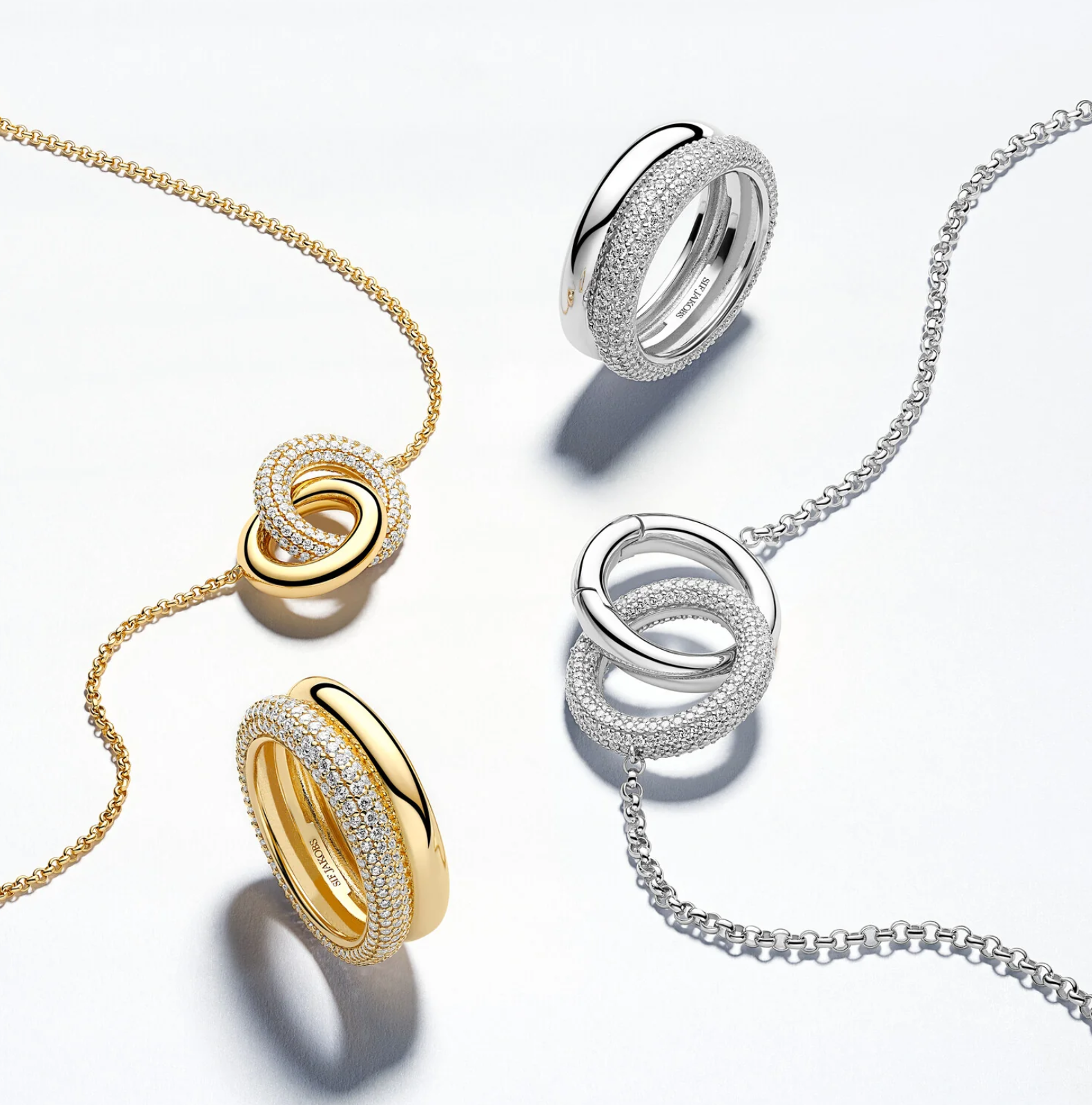 Silver Carrara Due Grande Necklace
