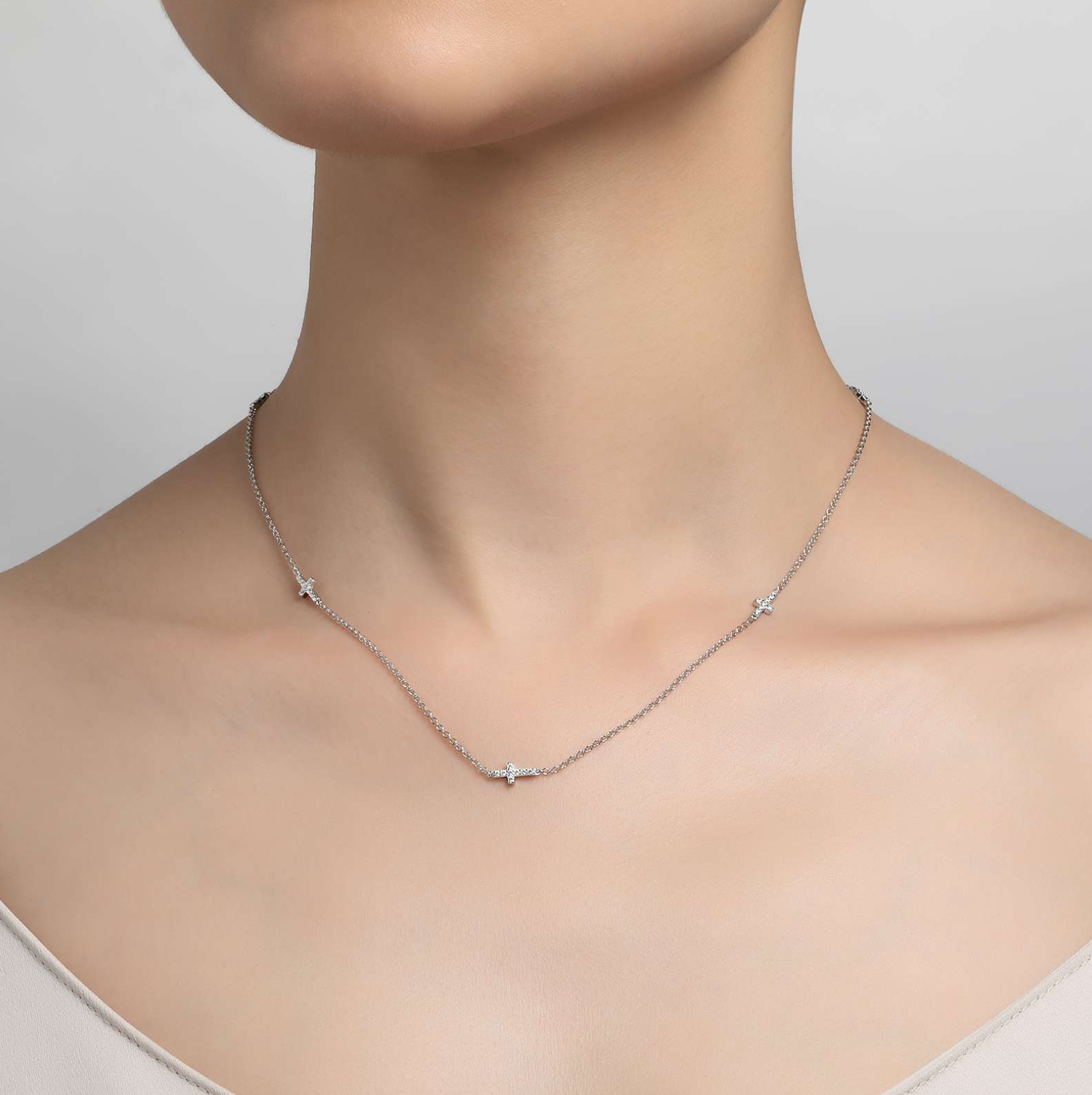 0.40 CTTW Multi Cross Necklace