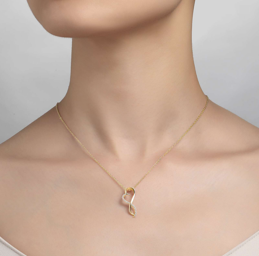 Gold Infinity Heart Pendant Necklace