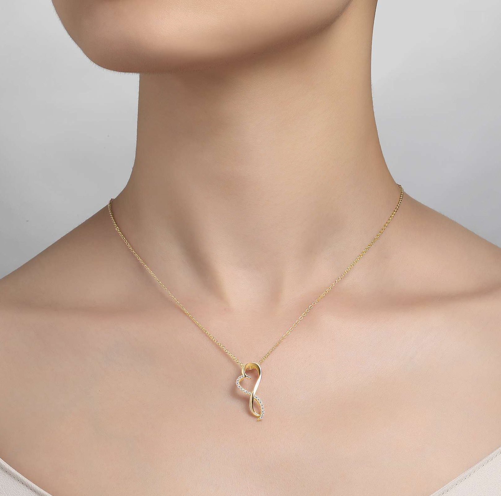 Gold Infinity Heart Pendant Necklace