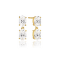 Gold CZ Ellisse Due Piccolo Earrings