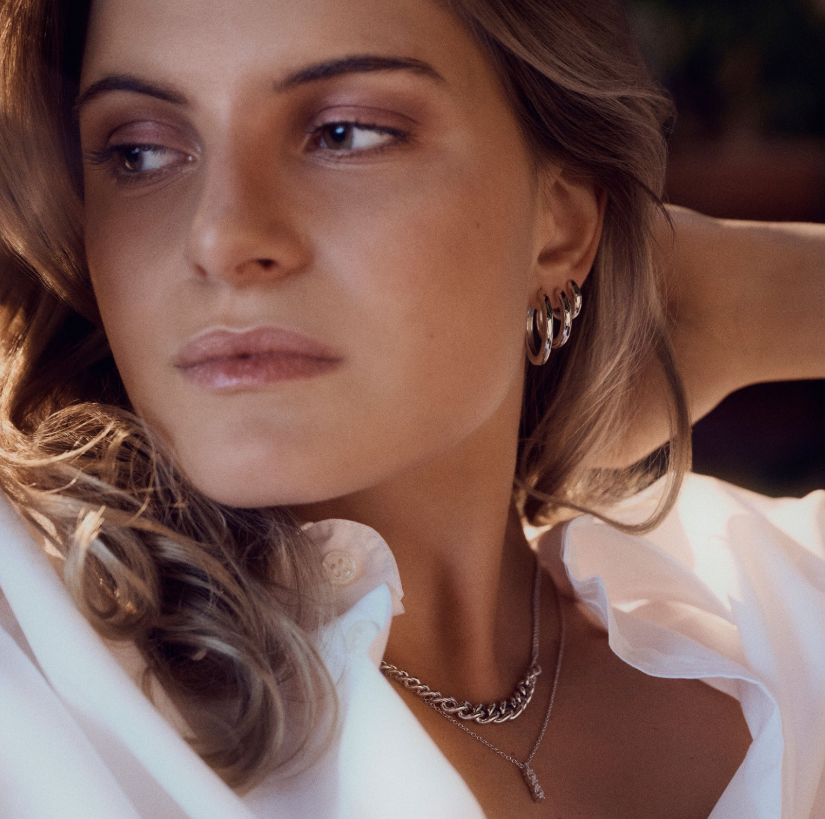 Silver Carrara Pianura Medio Earrings