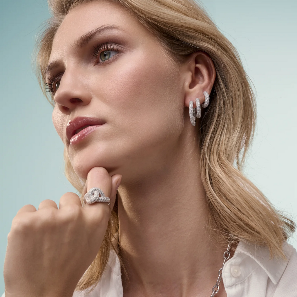 Silver CZ Carrara Medio Earrings