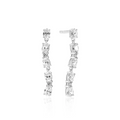 Silver CZ Ellera Ovale Sette Earrings