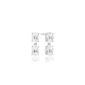 Silver CZ Ellisse Due Piccolo Earrings