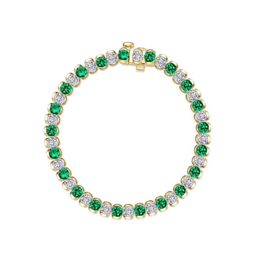 7.5 CTW Aria Half- Bezel Emerald Tennis Bracelet Gold