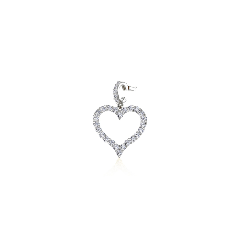 Amara Open Heart Pendant Charm Platinum