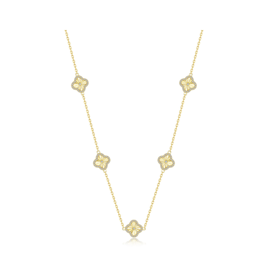 Gold Clover Motif Necklace