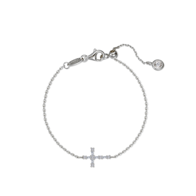 Eden Baguette Cross Bracelet Silver