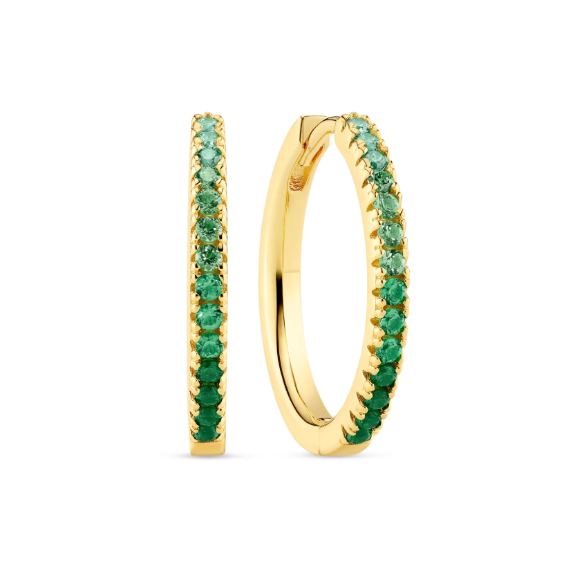 Gold CZ Green Ellera Grande Earrings