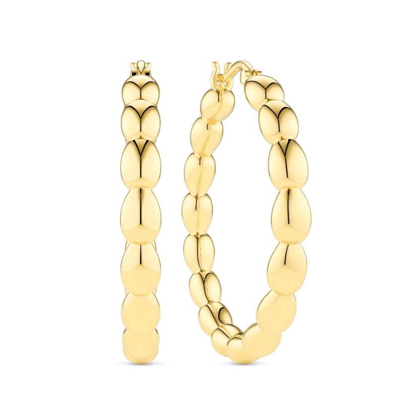 Gold Goccia Cerchi Pianura Grande Earrings