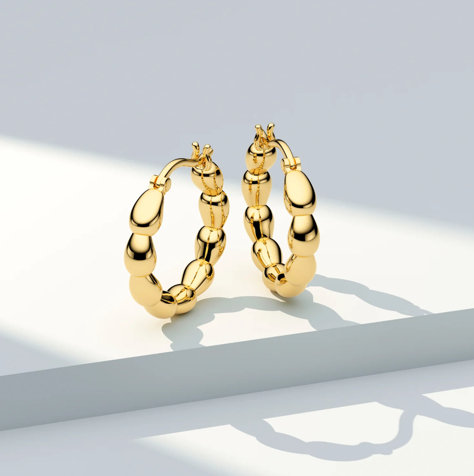 Gold Goccia Cerchi Pianura Grande Earrings