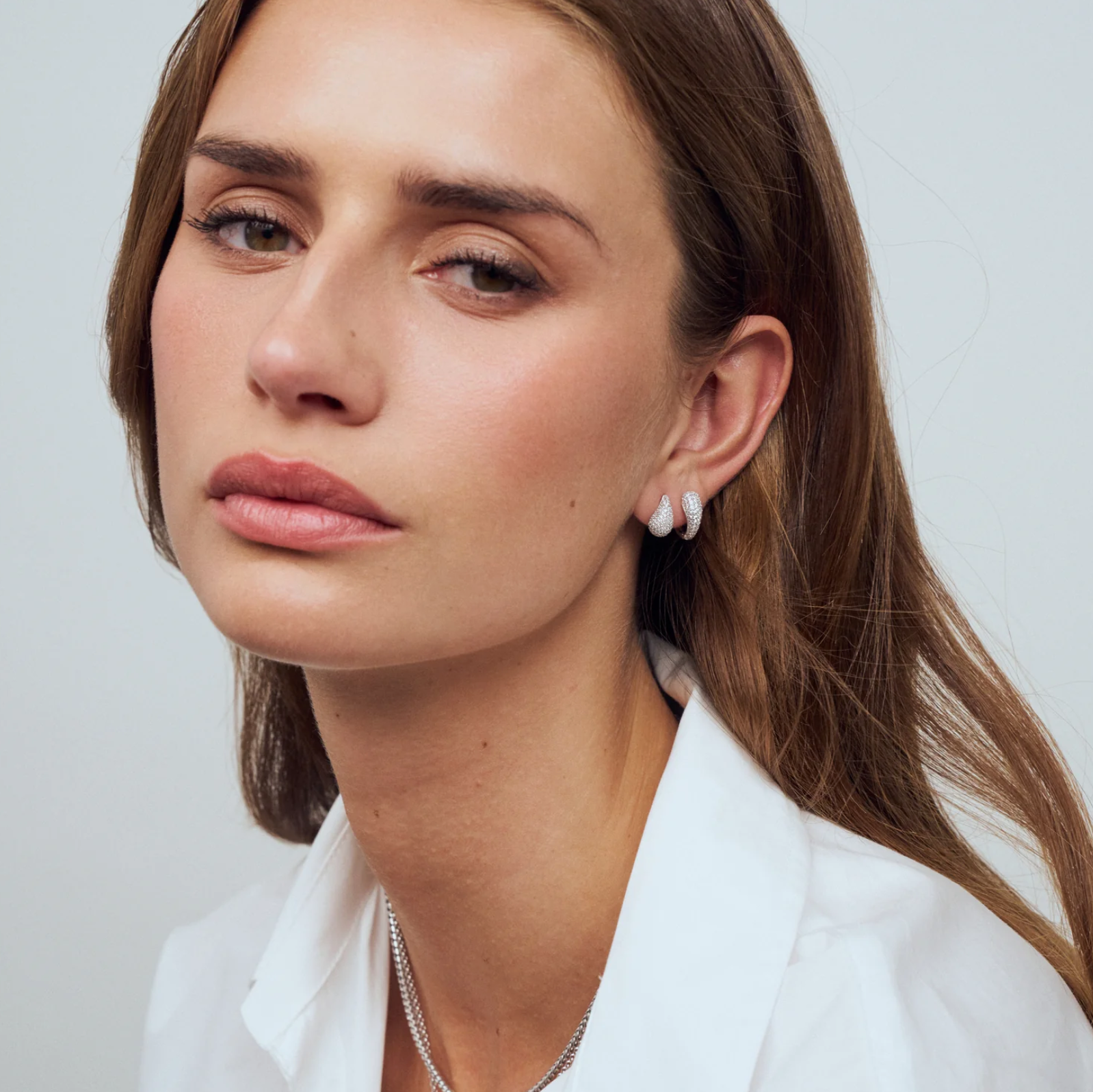 Silver CZ Goccia Circolo Earrings