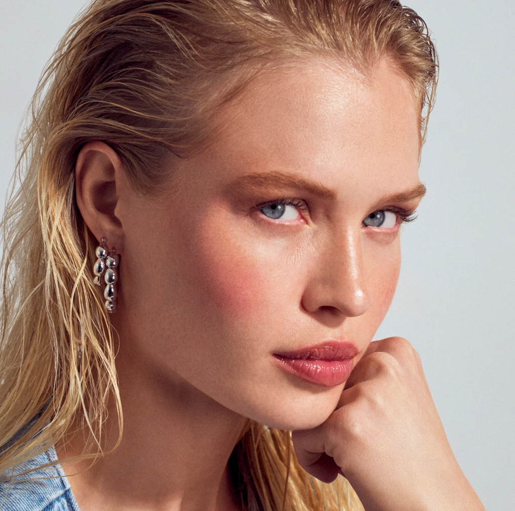 Silver Goccia Cerchi Pianura Earrings